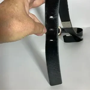 Suzi Roher Canada Black Leather Belt w/Silver Rectangle Hardware w/Silver Buckle Suzi Roher Canada Black Leather Belt w/Silver Rectangle  main image 4